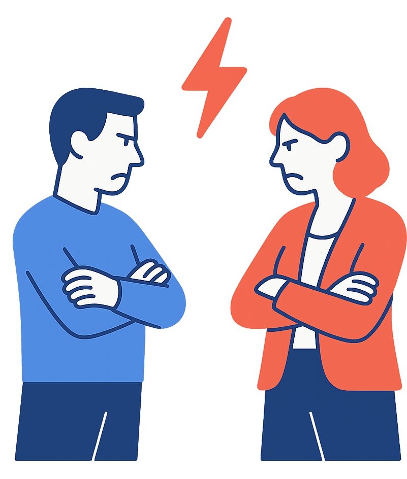 Two founders in conflict with tension between them